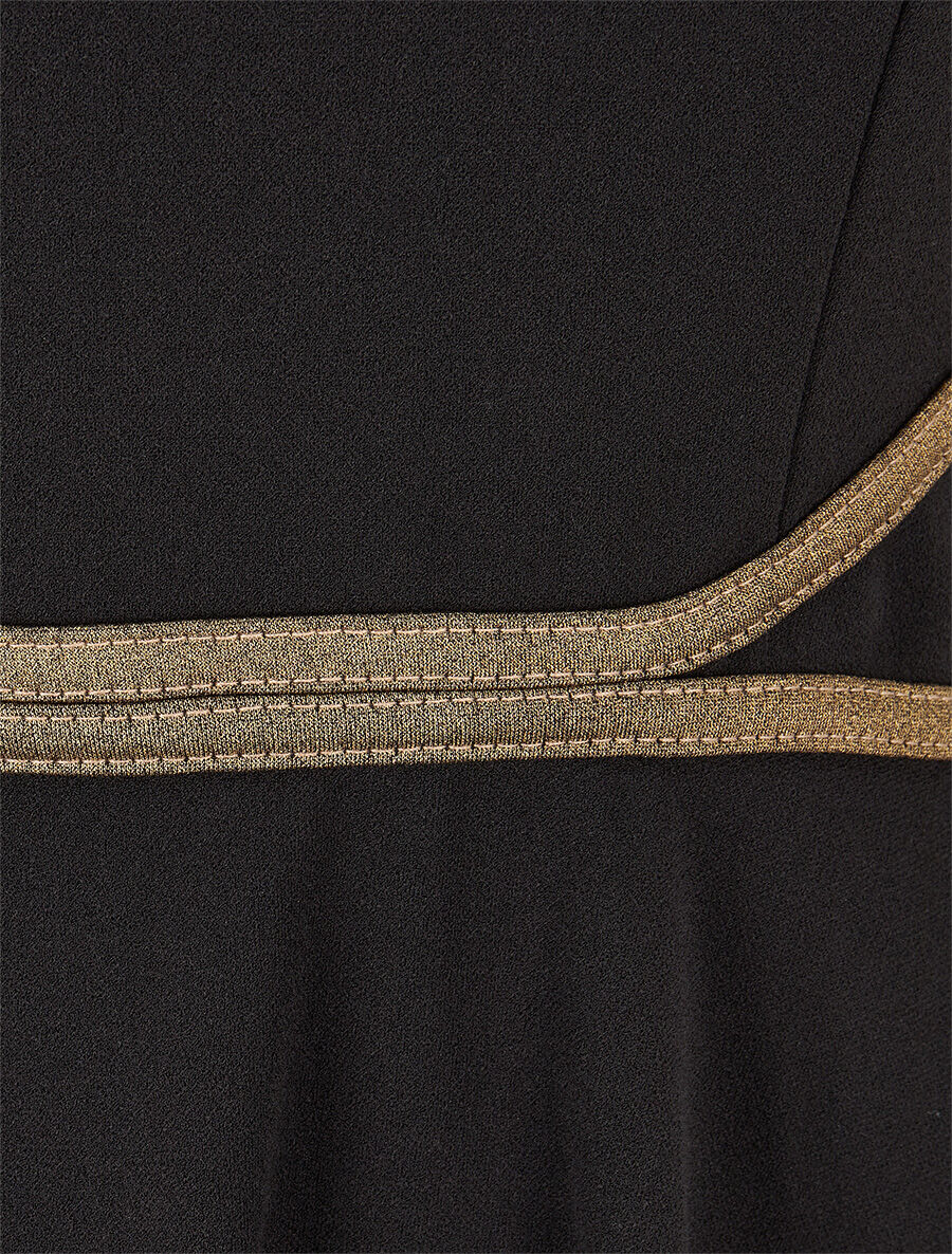 Robe patineuse à taille soulignée - Noir - Image 3