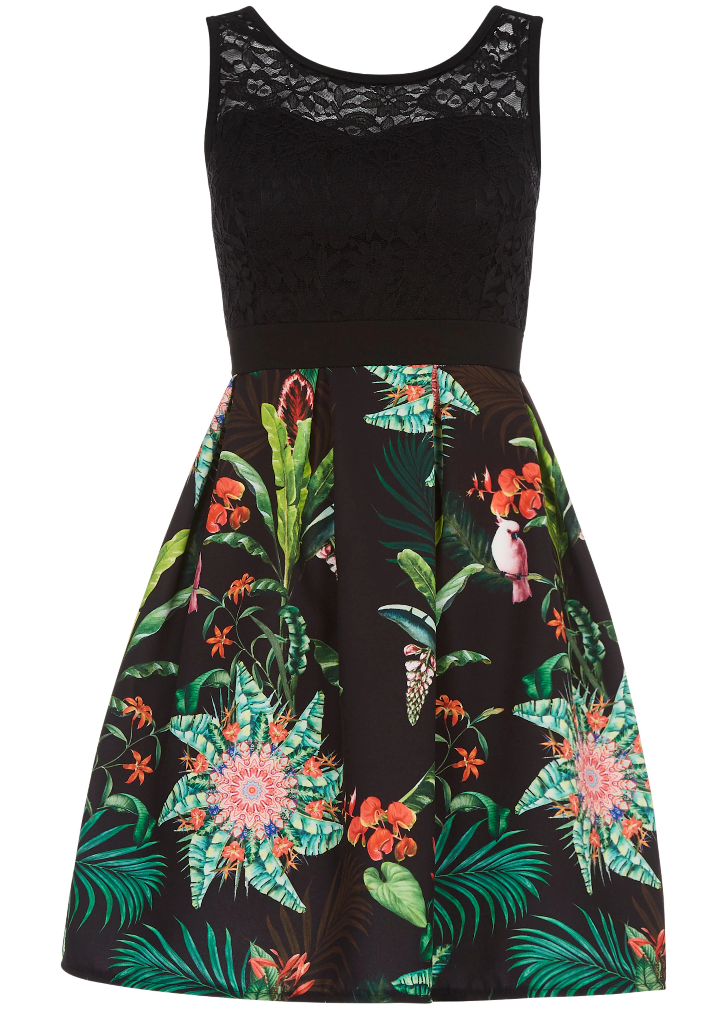 Robe patineuse buste dentelle - noir