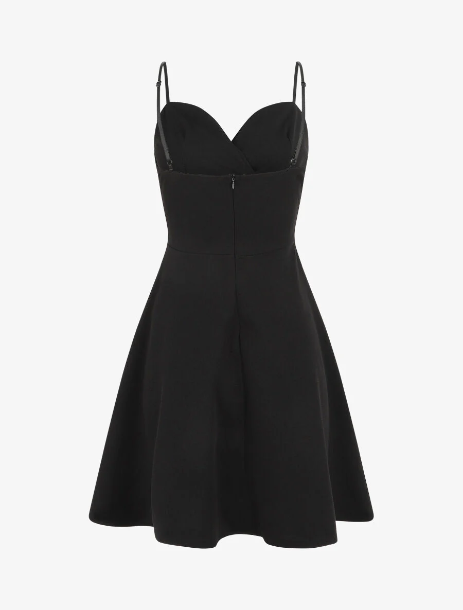 Robe patineuse courte à bretelles - Noir - Image 2