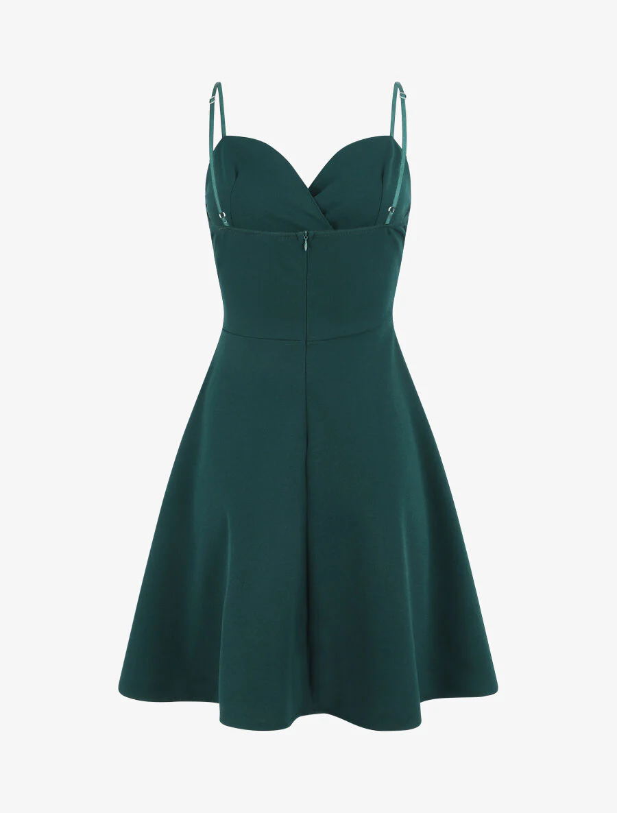 Robe patineuse courte à bretelles - Vert sapin - Image 3