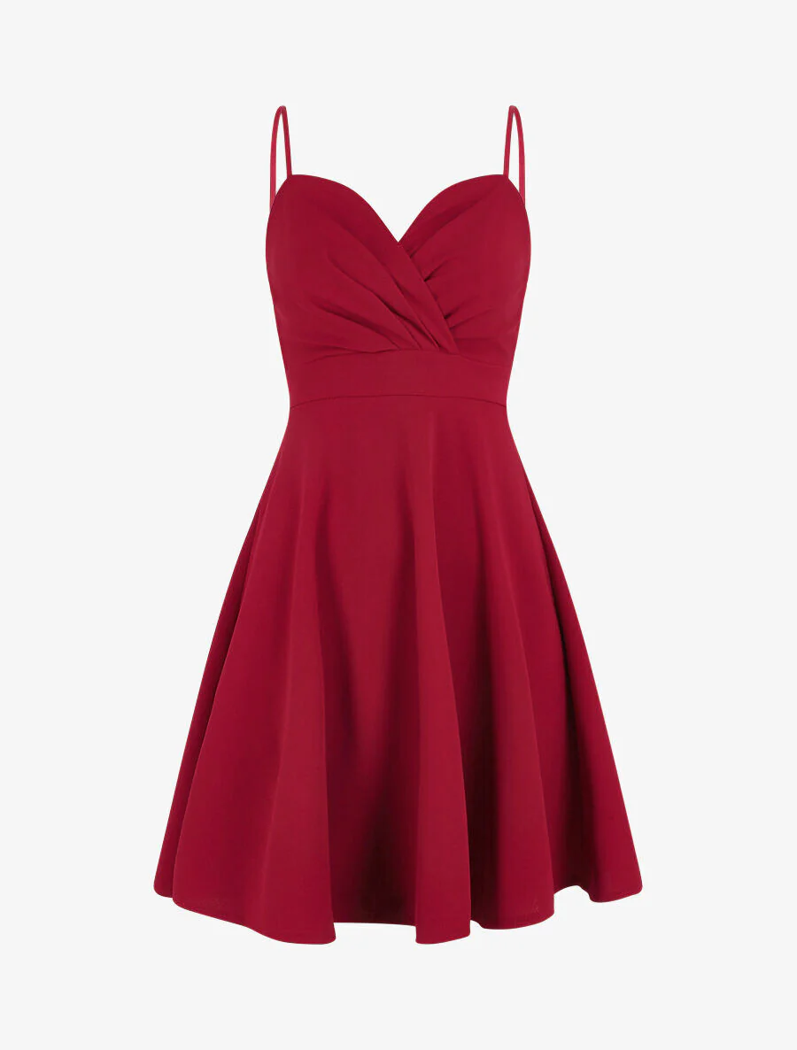 Robe patineuse courte à bretelles - Framboise - Image 2