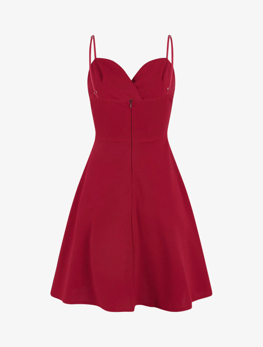 Robe patineuse courte à bretelles - Framboise - Image 3
