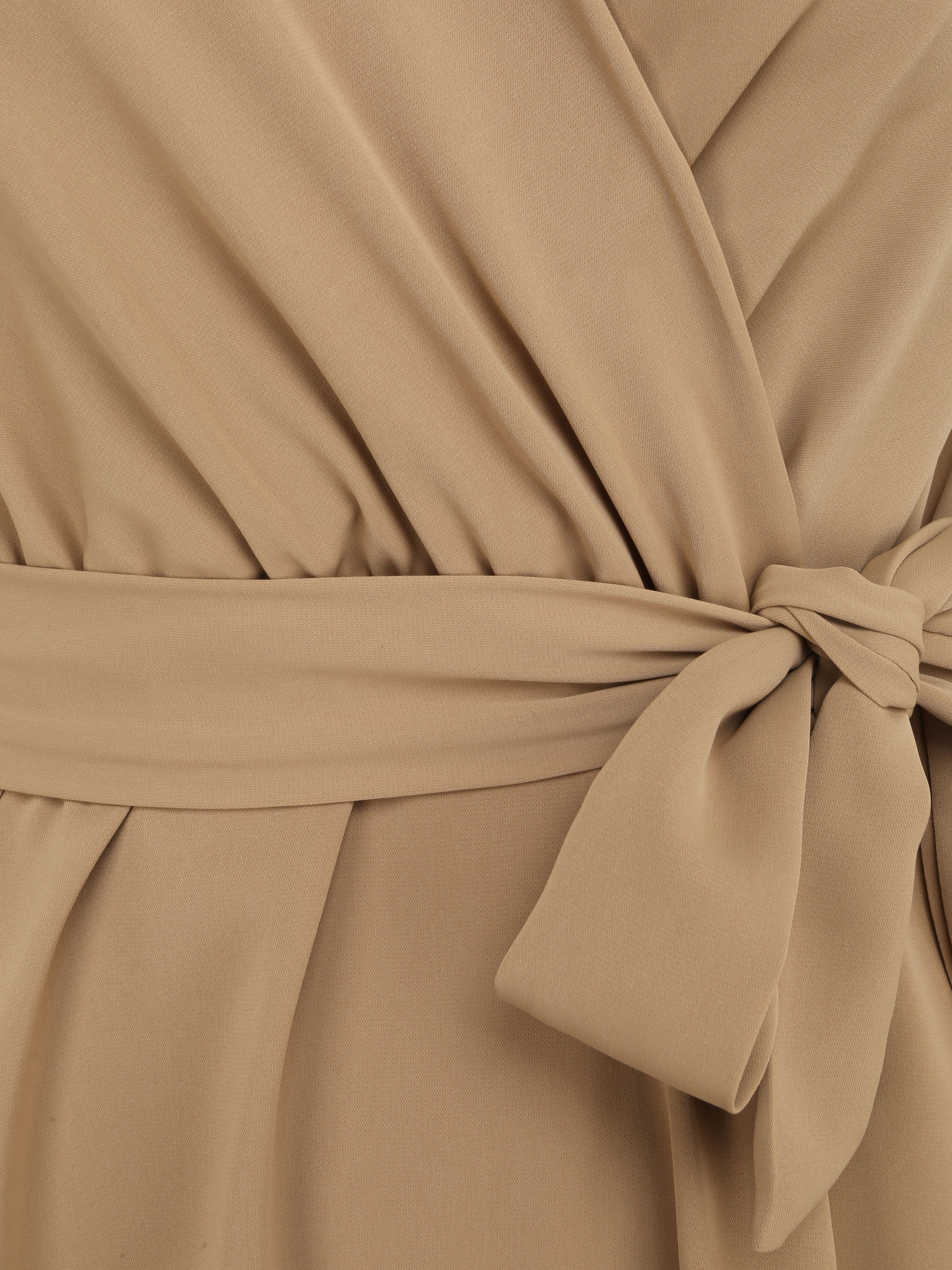 Robe patineuse courte à manches courtes volantées - Beige - Image 3