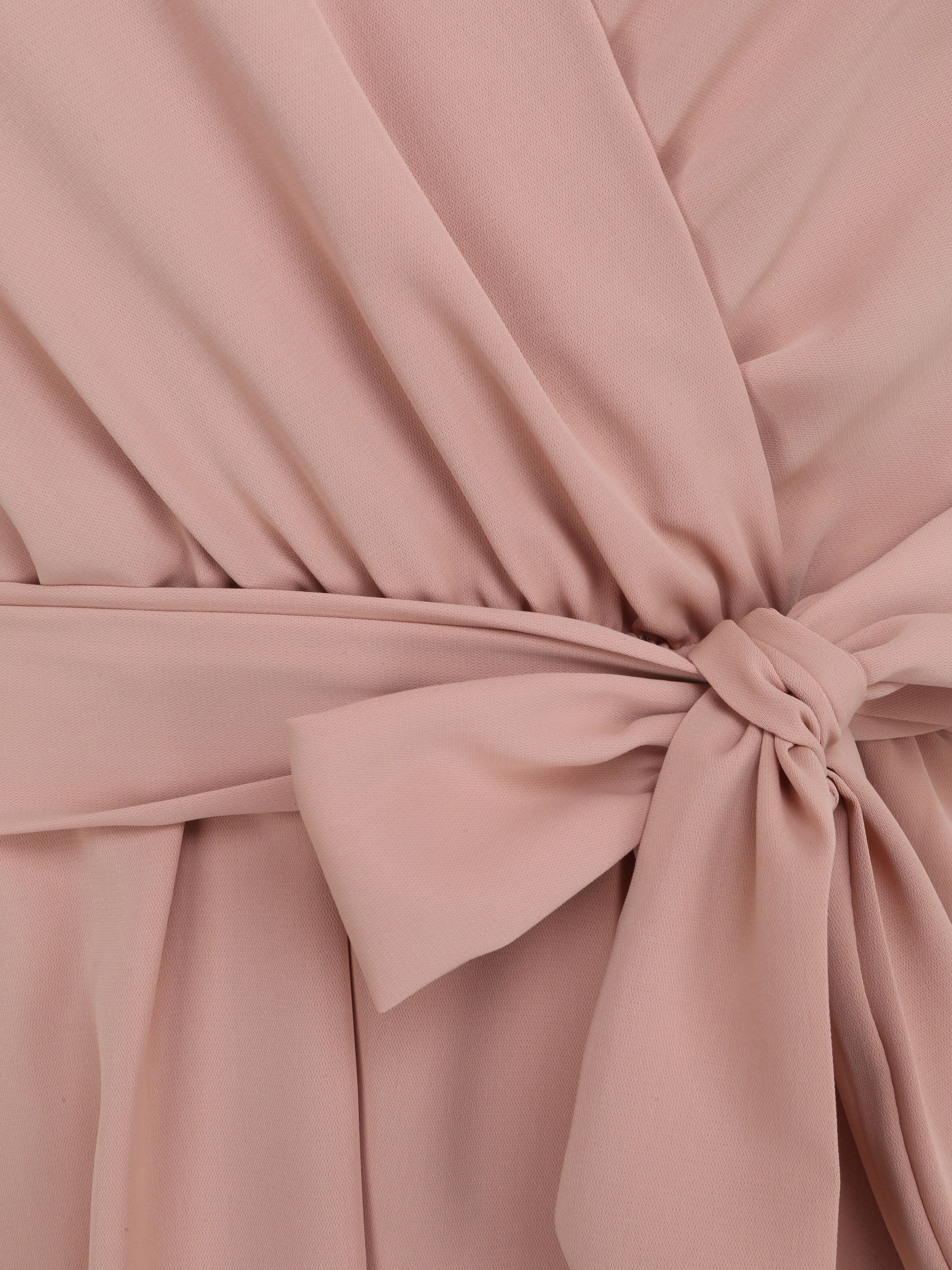 Robe patineuse courte à manches courtes volantées - Rose poudré - Image 3