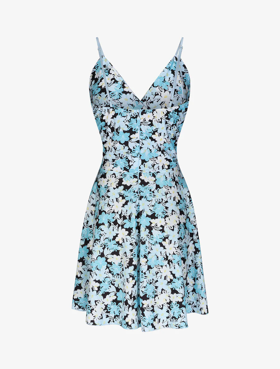 Robe patineuse courte imprimé fleur de lys - Bleu - Image 2