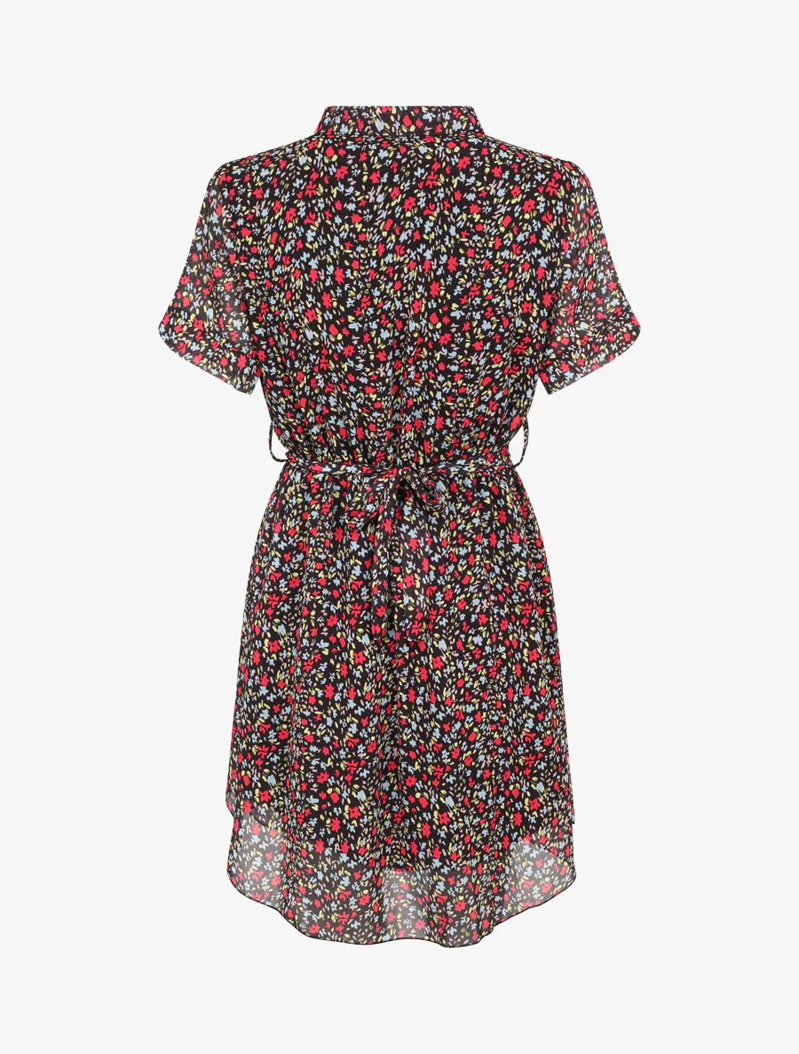 Robe patineuse courte imprimé floral - Noir - Image 2