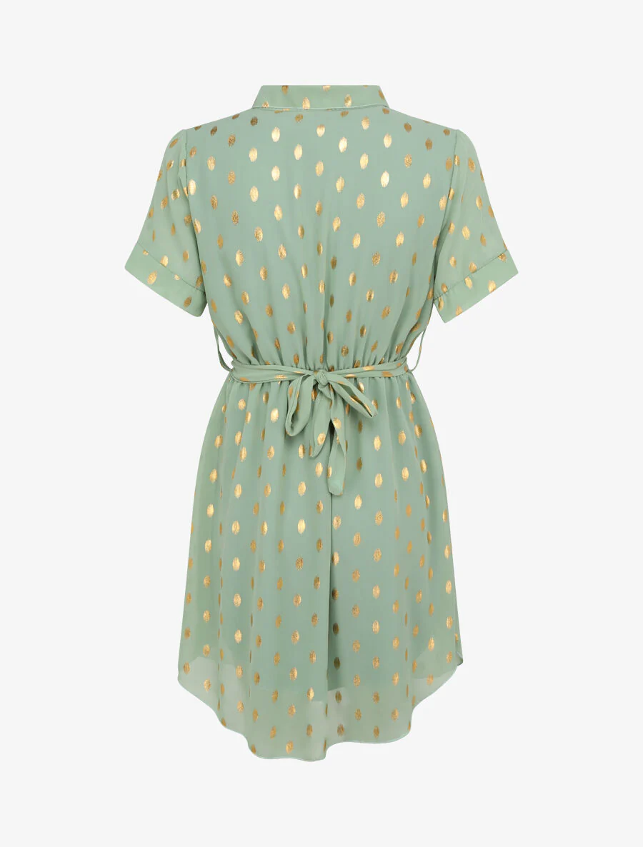 Robe patineuse courte imprimé pois irisés - Vert d'eau - Image 2