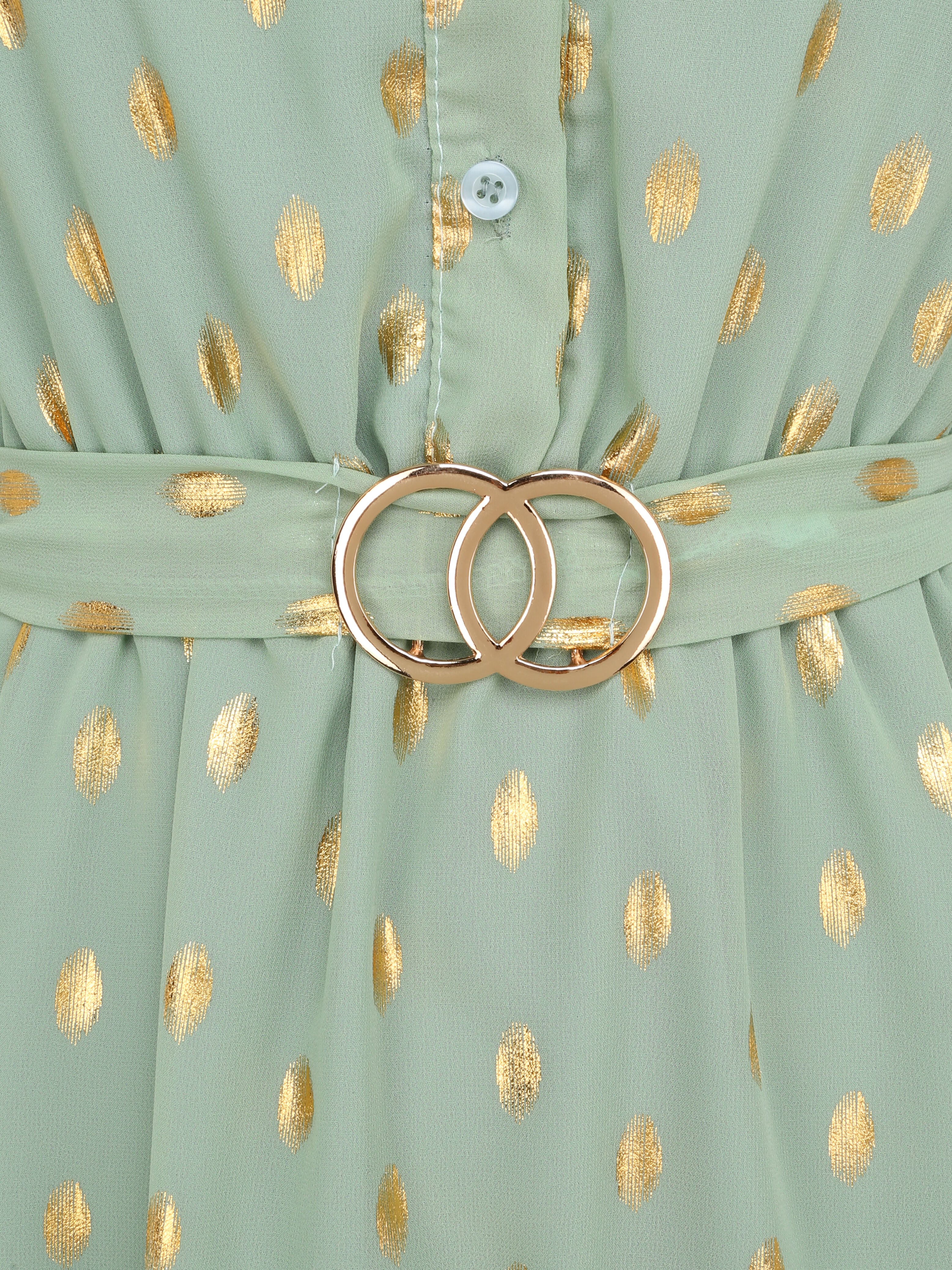 Robe patineuse courte imprimé pois irisés - Vert d'eau - Image 3