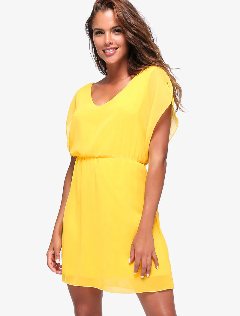Robe patineuse en voile - jaune