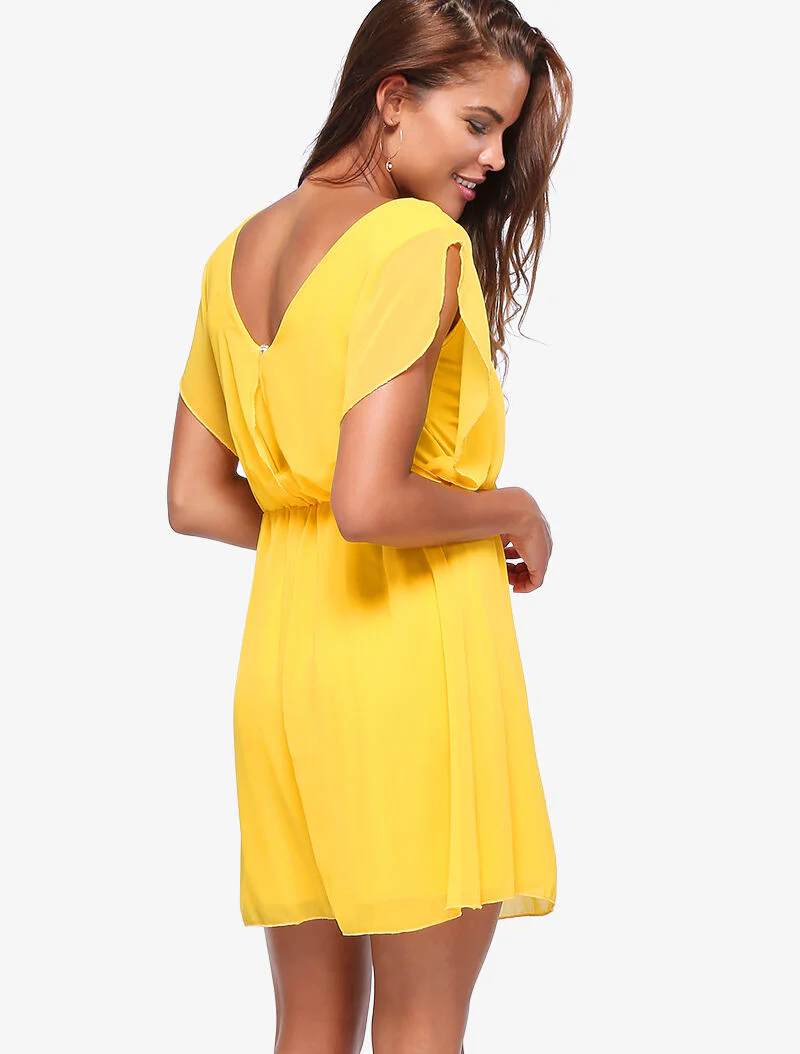 Robe patineuse en voile - jaune - Image 2