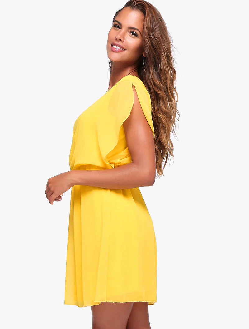 Robe patineuse en voile - jaune - Image 3
