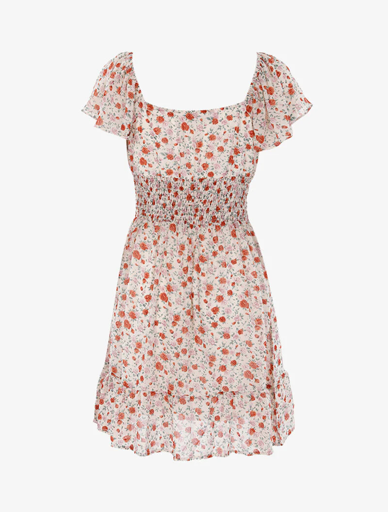 Robe patineuse fleurie - beige - Image 2