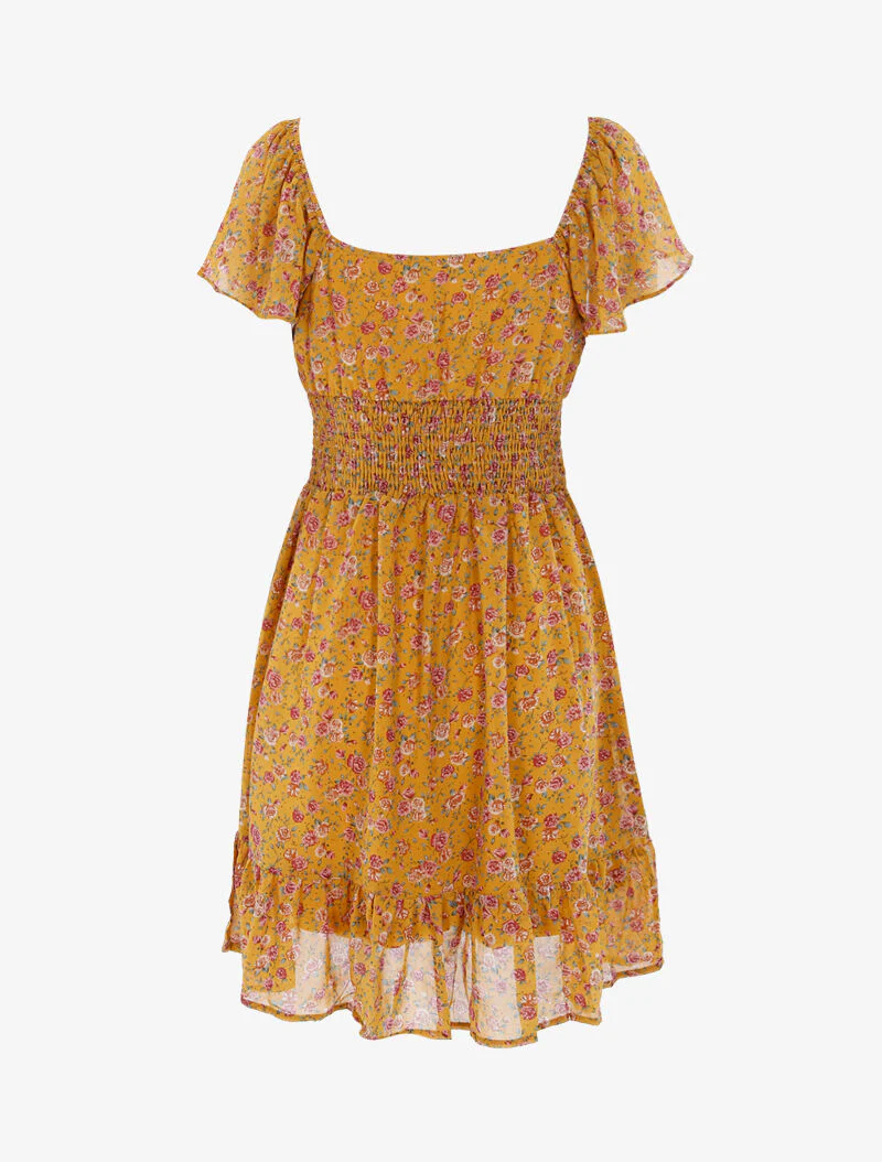 Robe patineuse fleurie - jaune - Image 2
