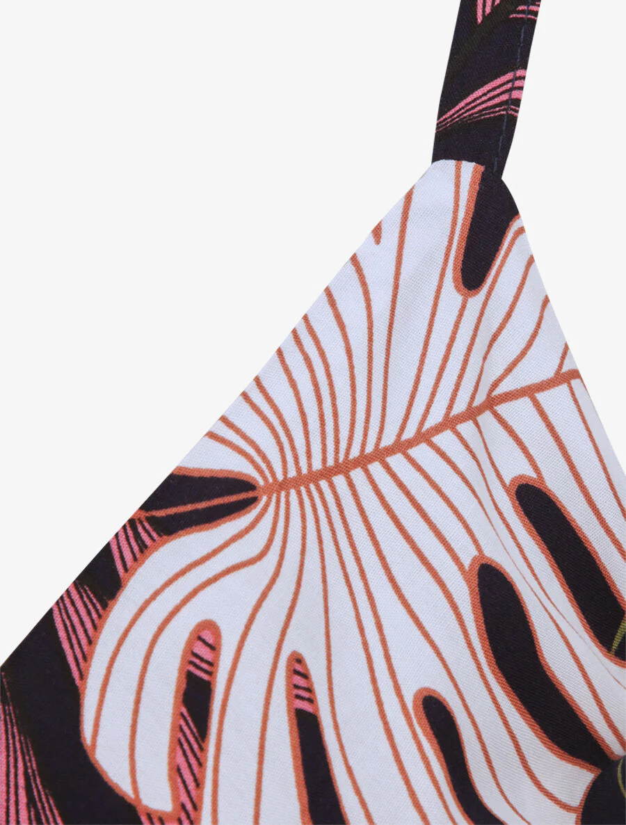 Robe patineuse imprimé feuilles exotiques - Marine - Image 3