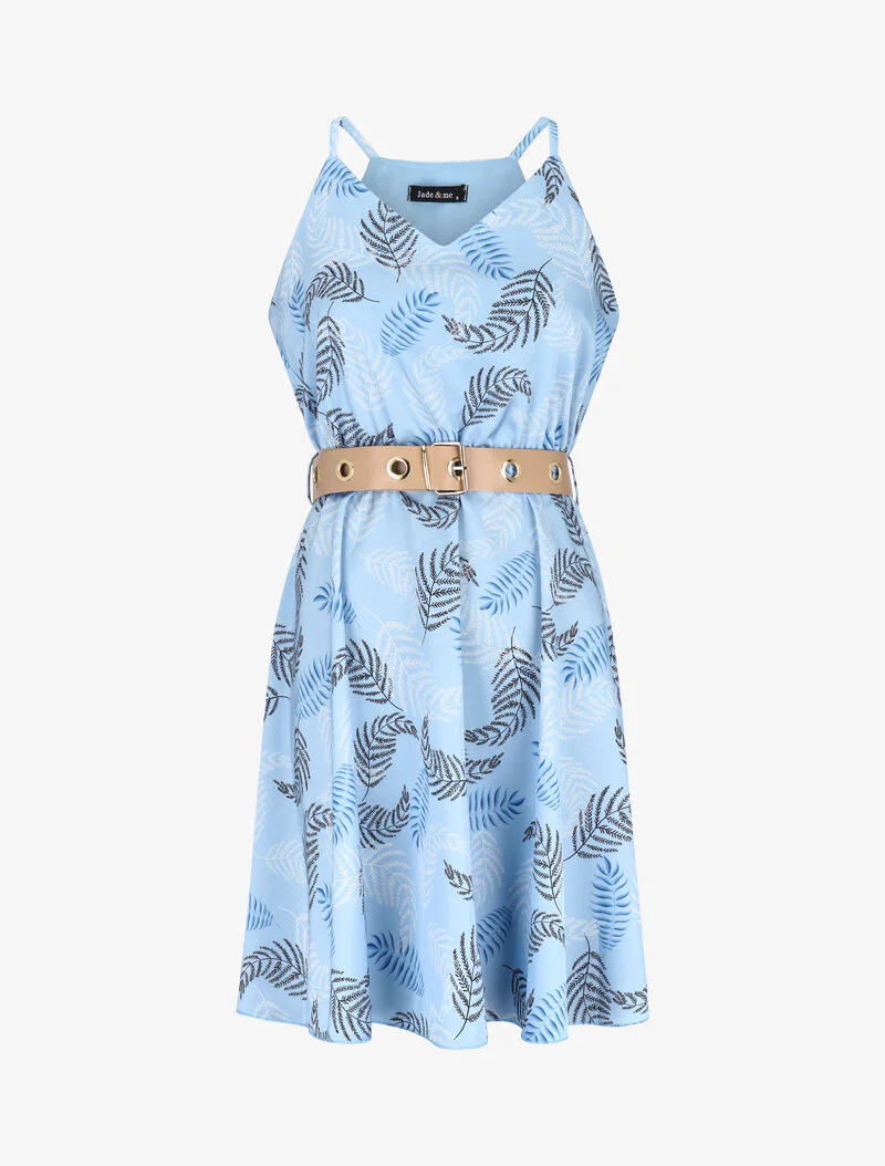 Robe patineuse imprimé fougères - bleu clair - Image 2