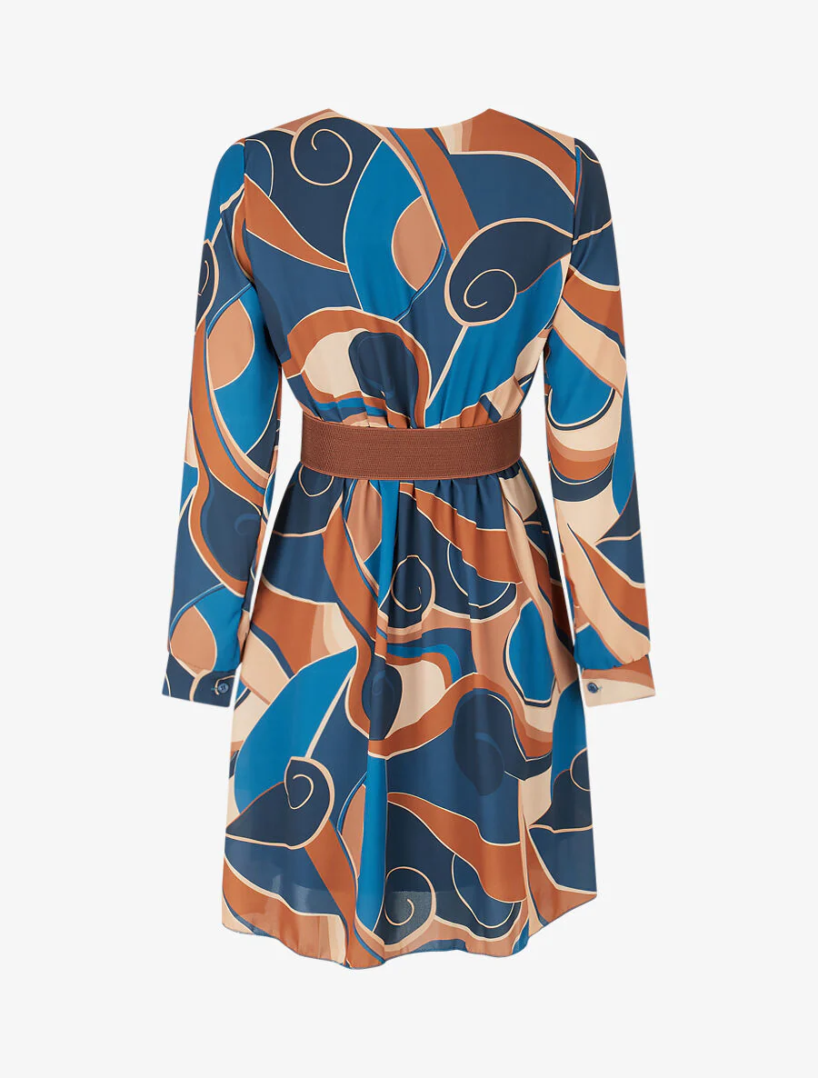 Robe patineuse imprimé graphique - Bleu pétrole - Image 2