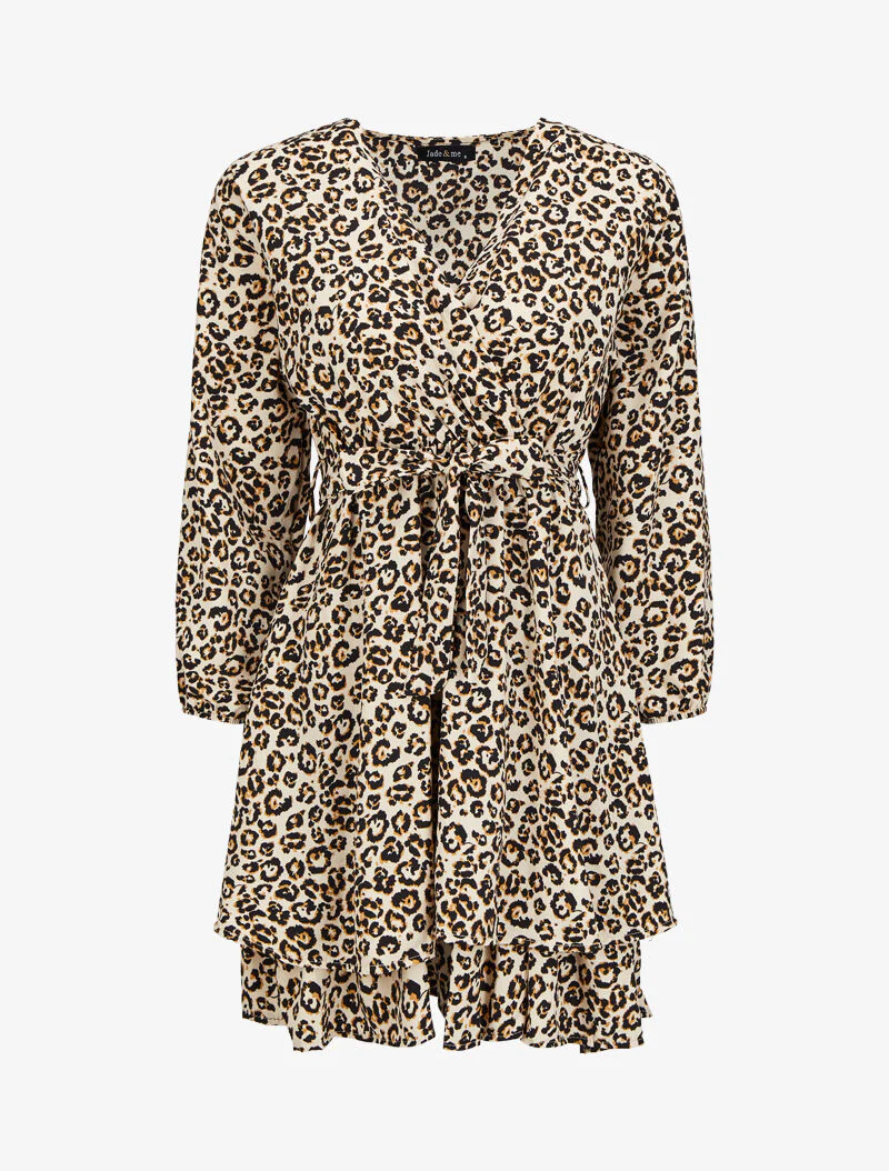 Robe patineuse imprimé léopard - Beige/noir