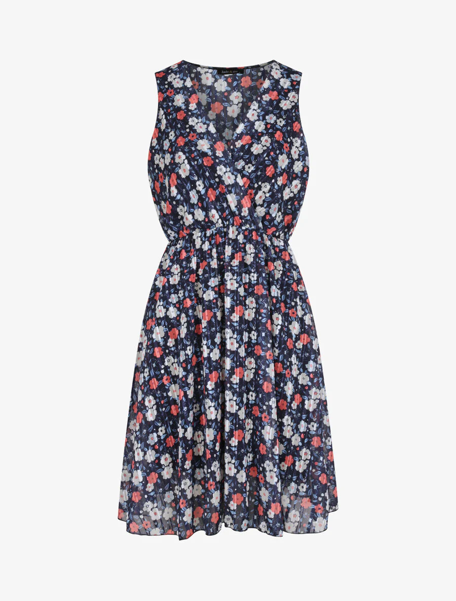 Robe patineuse imprimé printanier - Marine