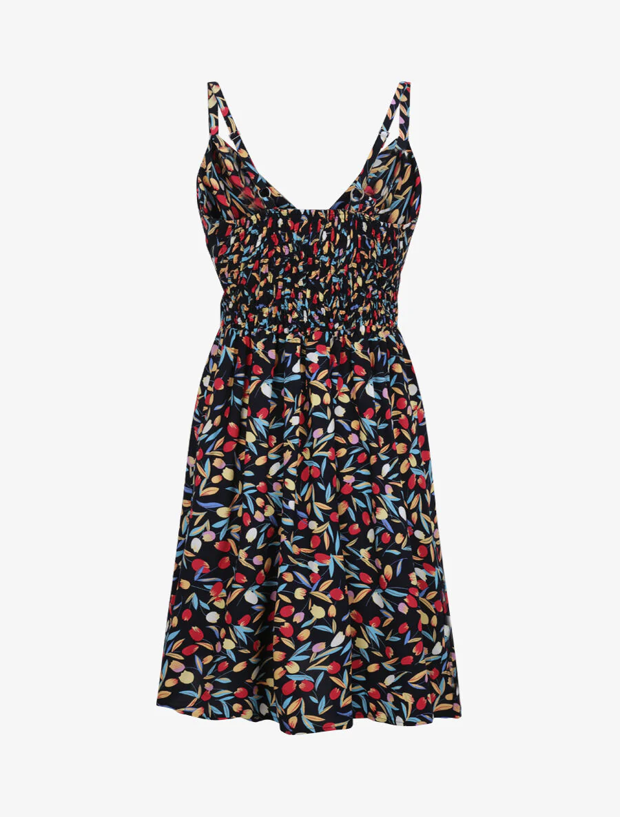 Robe patineuse imprimé roses - Marine - Image 3