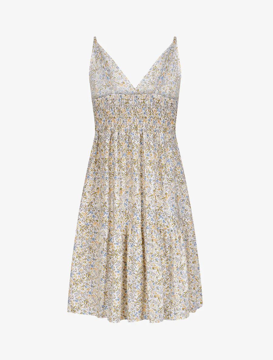 Robe patineuse mi-longue à imprimé fleurs champêtres - Blanc - Image 2