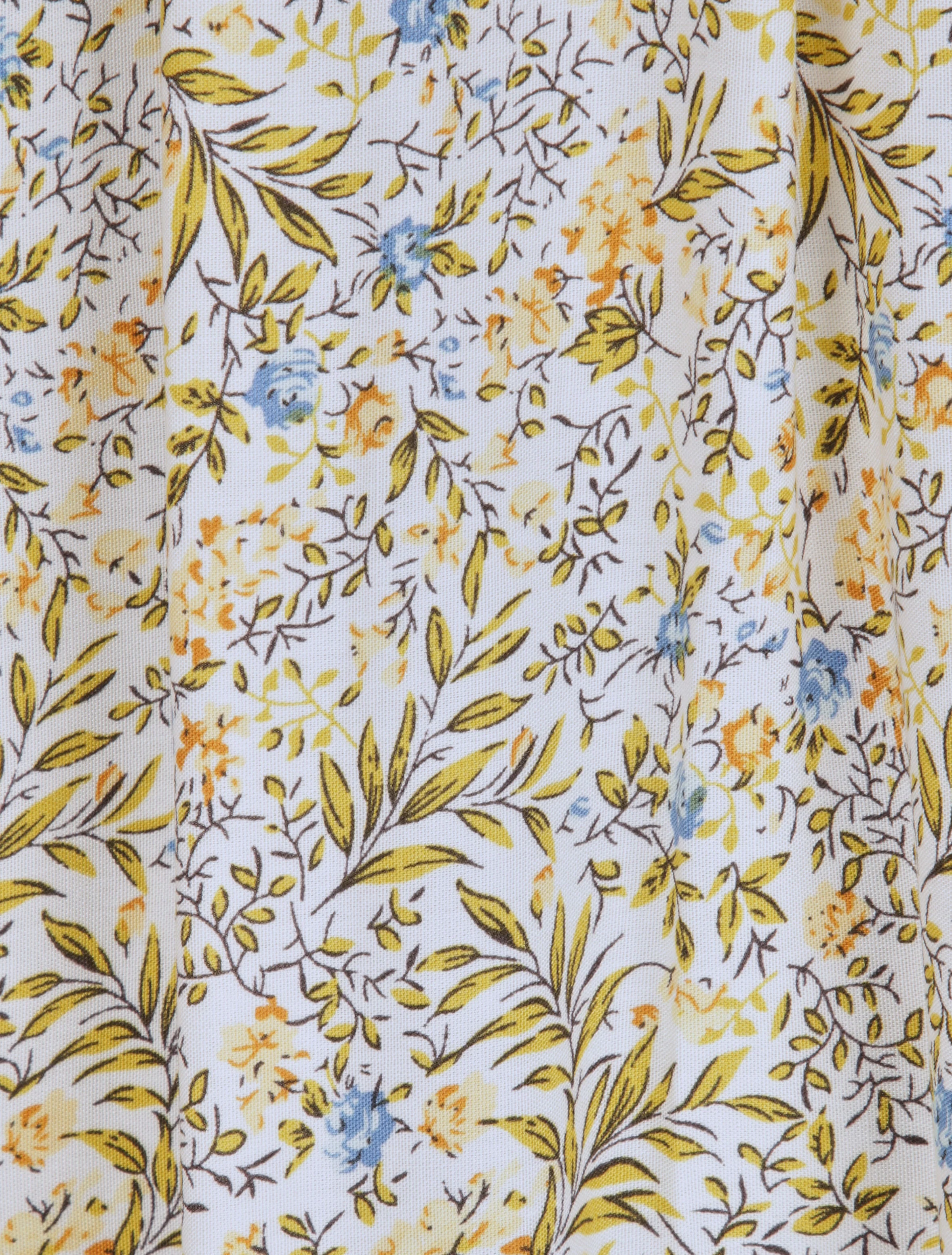 Robe patineuse mi-longue à imprimé fleurs champêtres - Blanc - Image 4