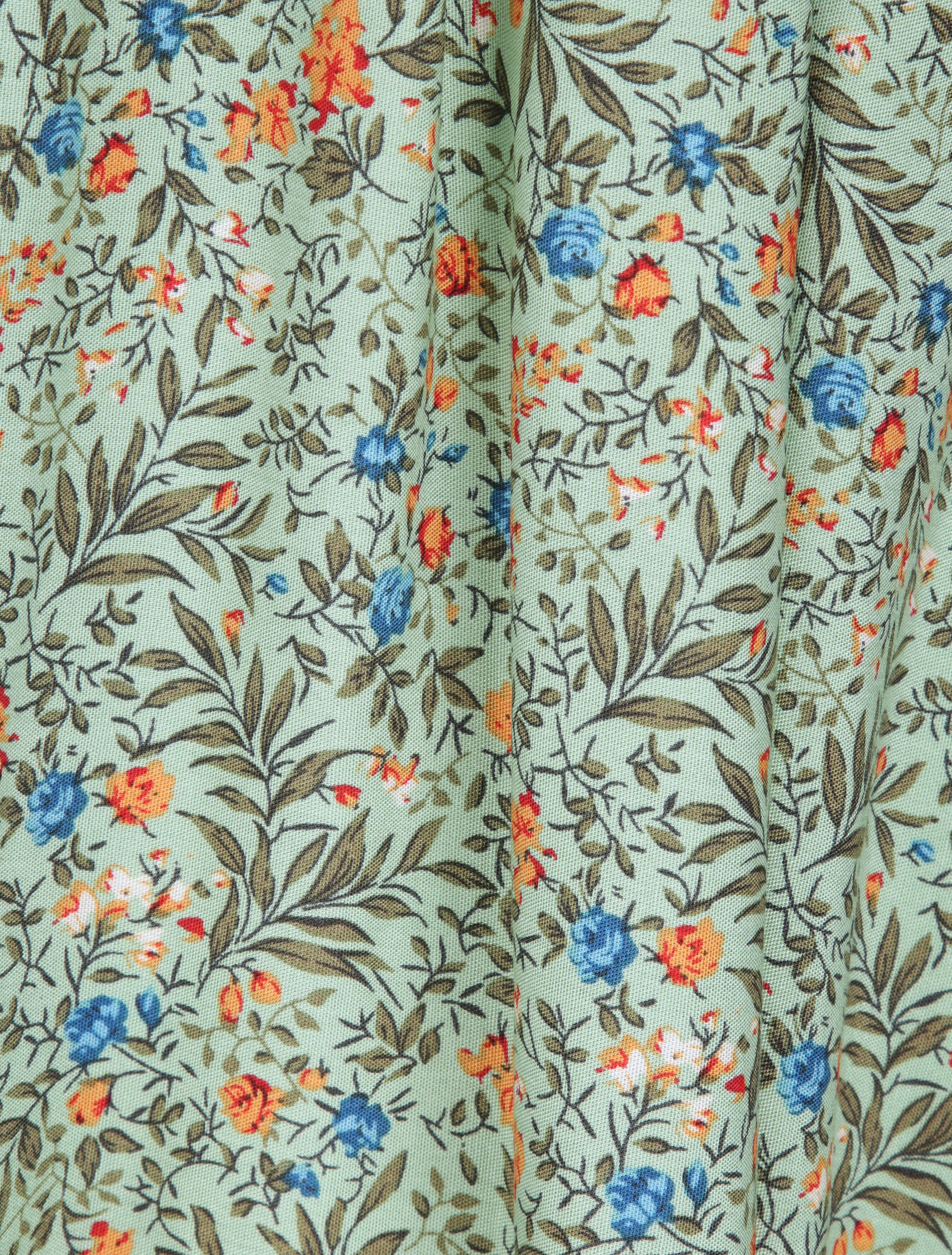 Robe patineuse mi-longue à imprimé fleurs champêtres - Vert tilleul - Image 4