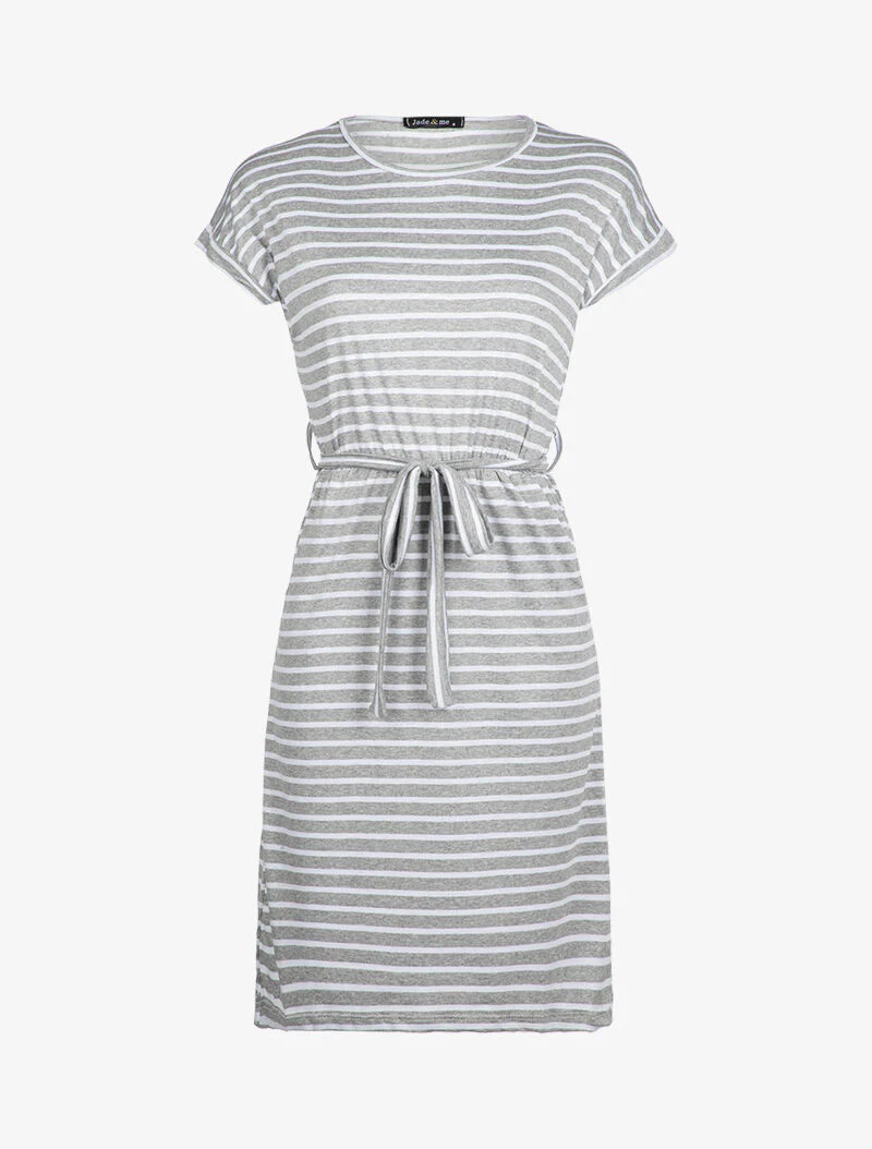Robe patineuse rayée - gris clair
