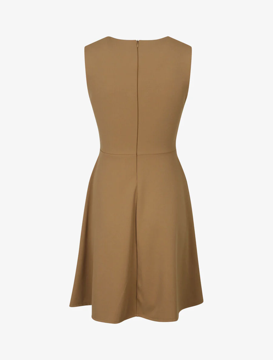 Robe patineuse sans manches à détail boucle ronde - Camel - Image 2