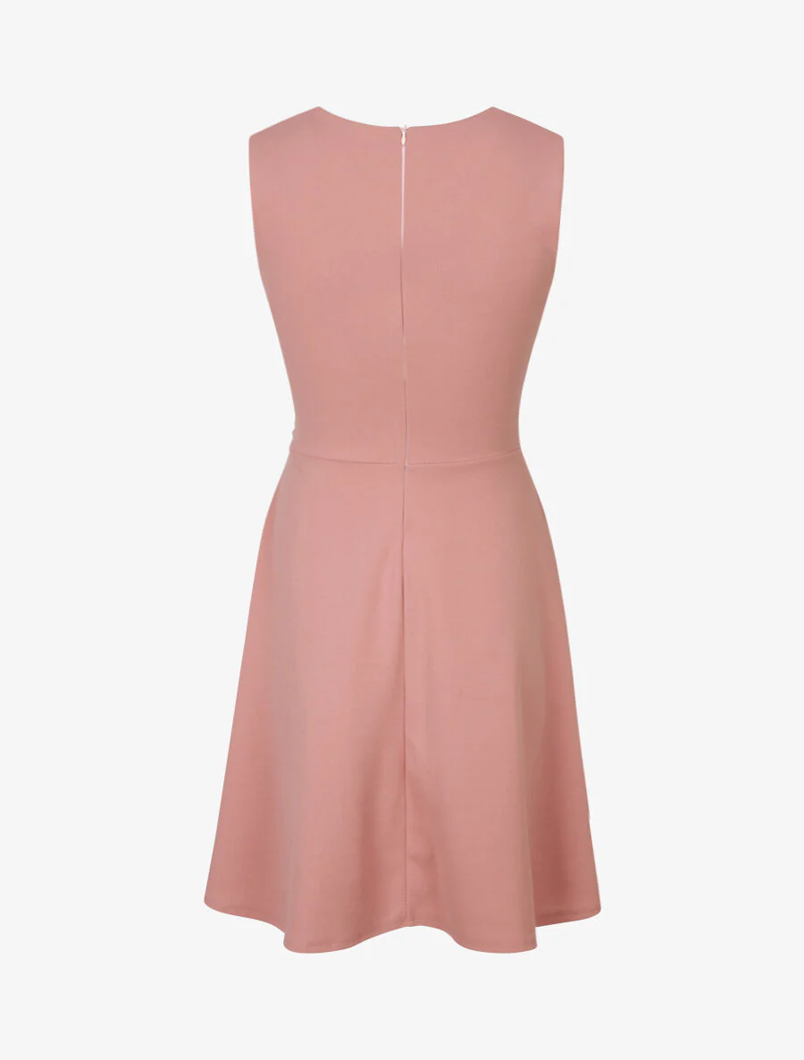 Robe patineuse sans manches à détail boucle ronde - Rose poudré - Image 2