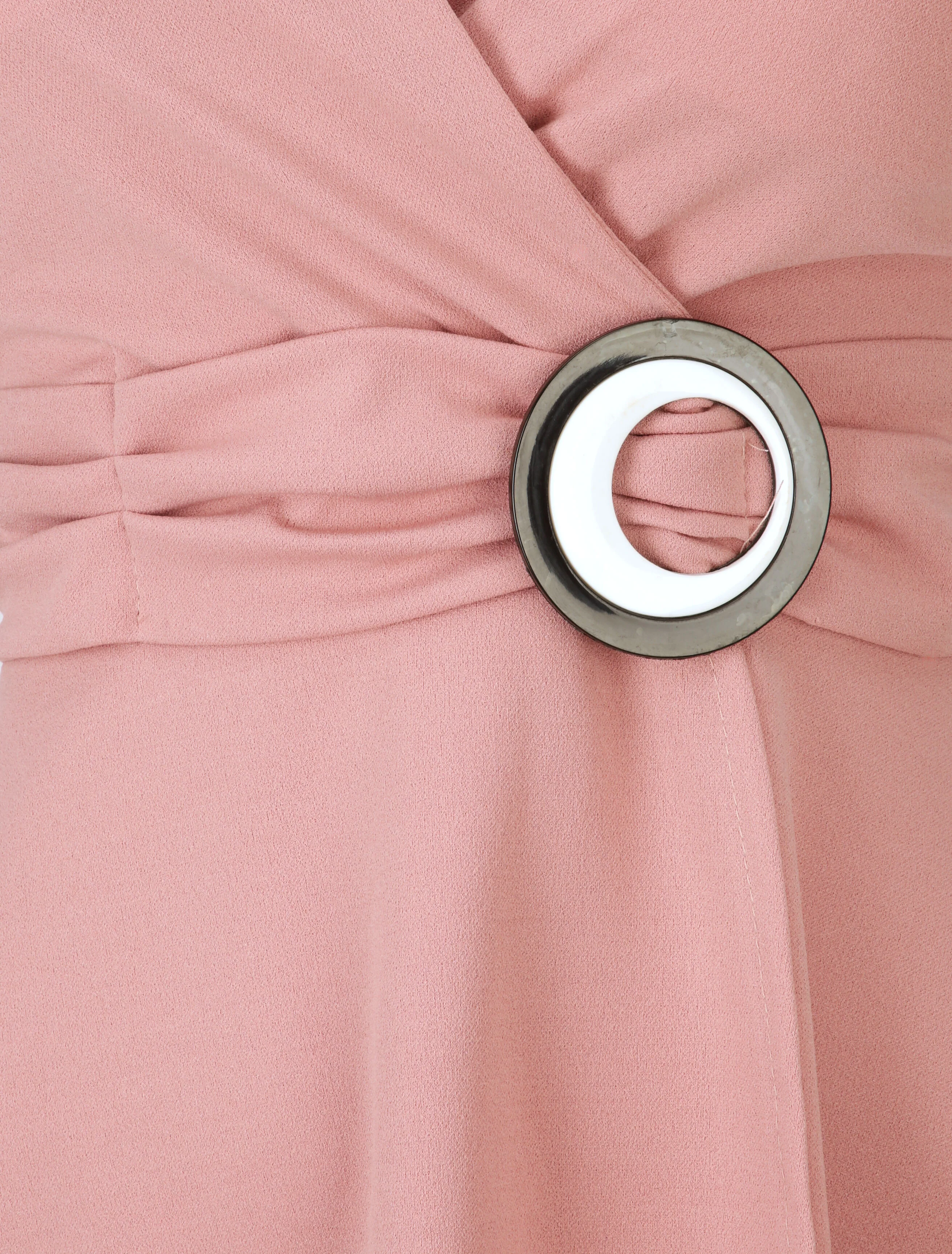 Robe patineuse sans manches à détail boucle ronde - Rose poudré - Image 3