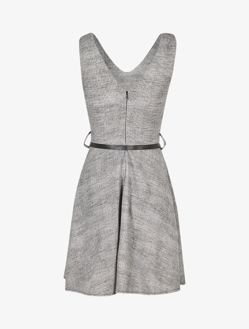 Robe patineuse sans manches effet tweed - Noir - Image 2