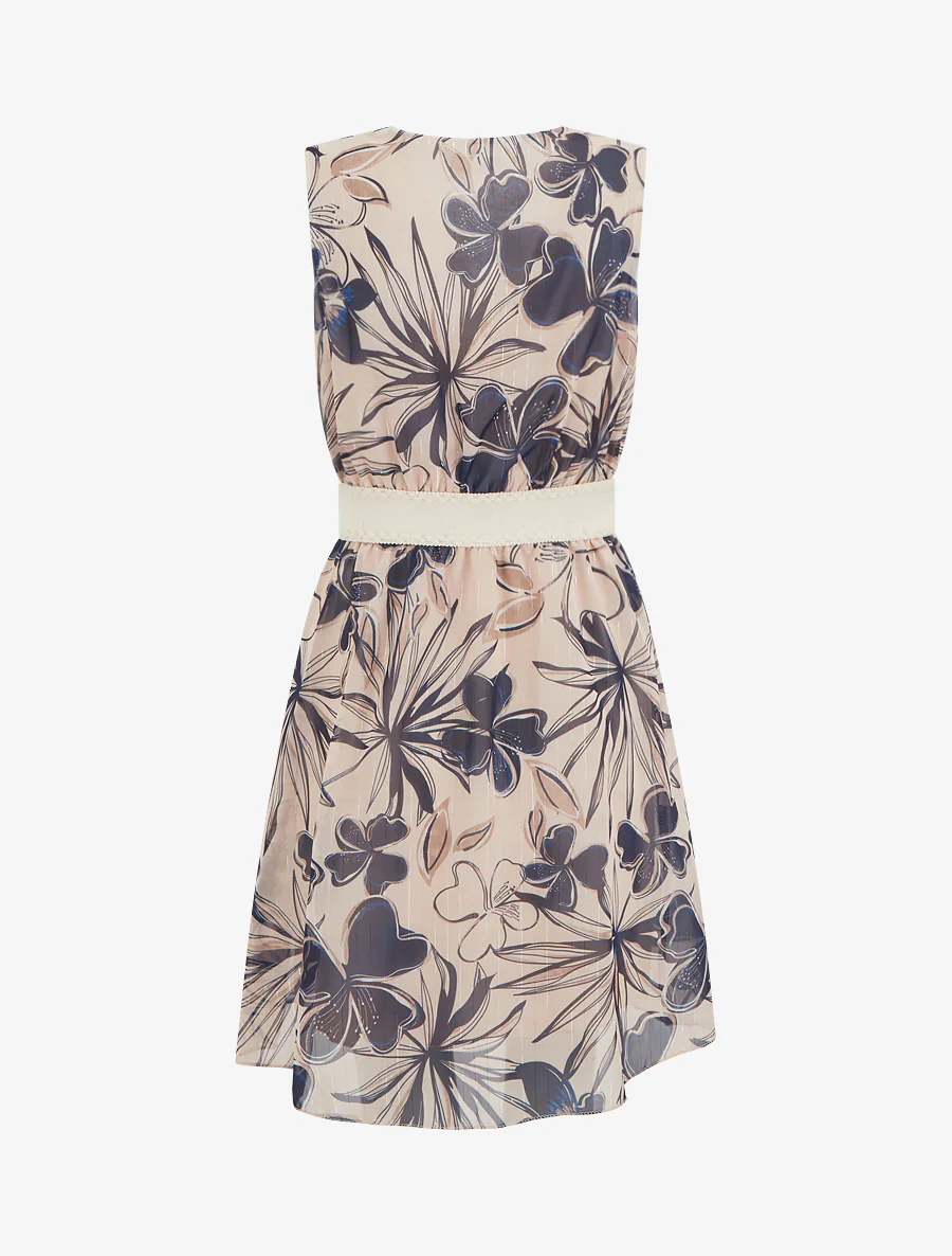 Robe patineuse sans manches imprimé fleuri - Marine - Image 2