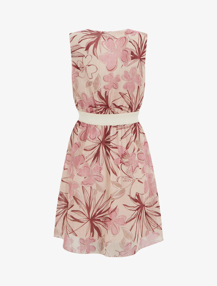 Robe patineuse sans manches imprimé fleuri - Rose - Image 2