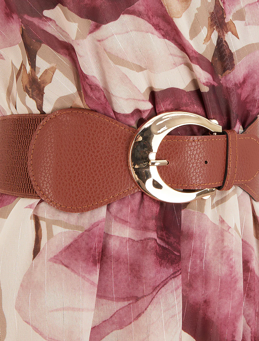 Robe patineuse sans manches imprimé grandes fleurs - Vieux rose - Image 3