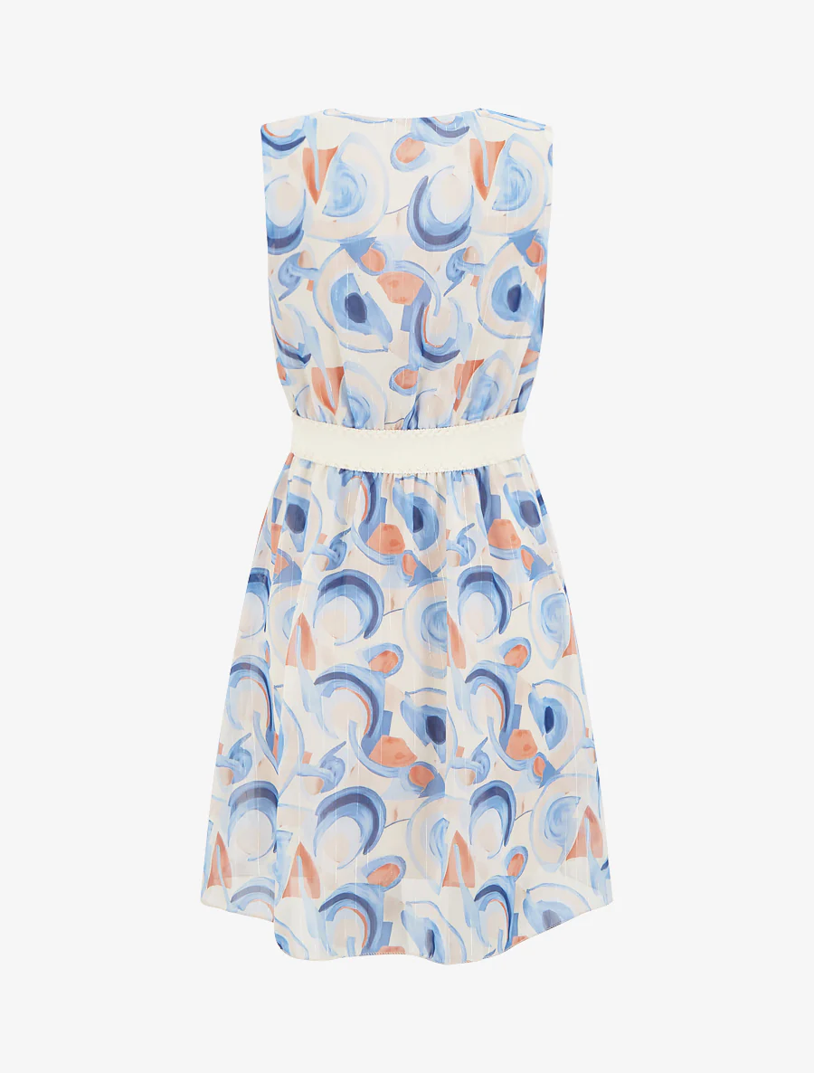 Robe patineuse sans manches imprimé graphique - Bleu ciel - Image 2