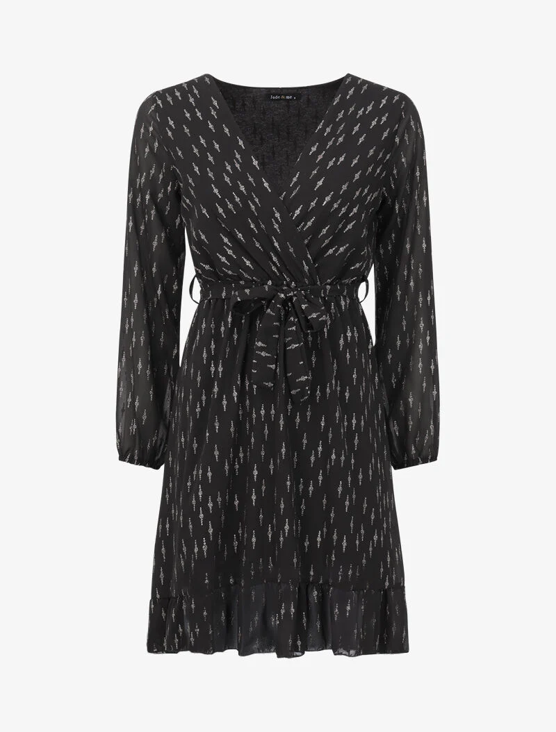 Robe patineuse volantée à motifs irisés - Noir