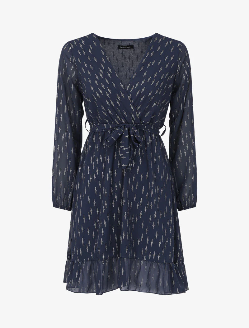 Robe patineuse volantée à motifs irisés - Marine