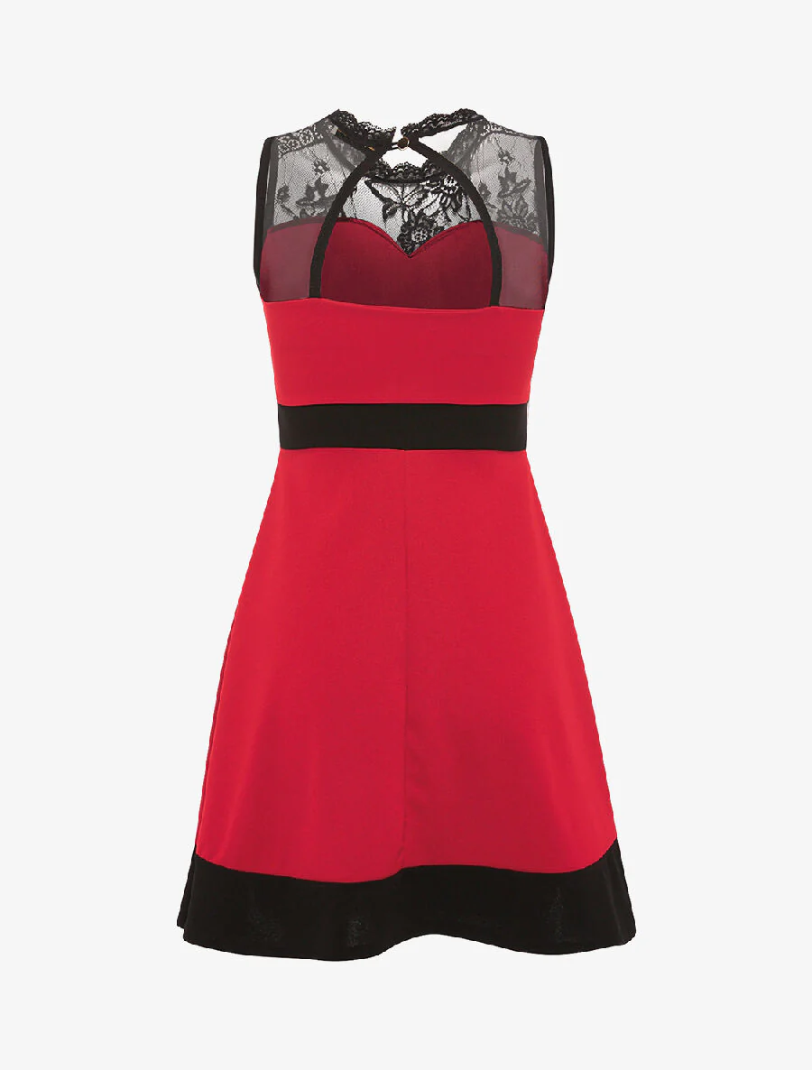 Robe poitrine doublée dentelle - rouge - Image 2