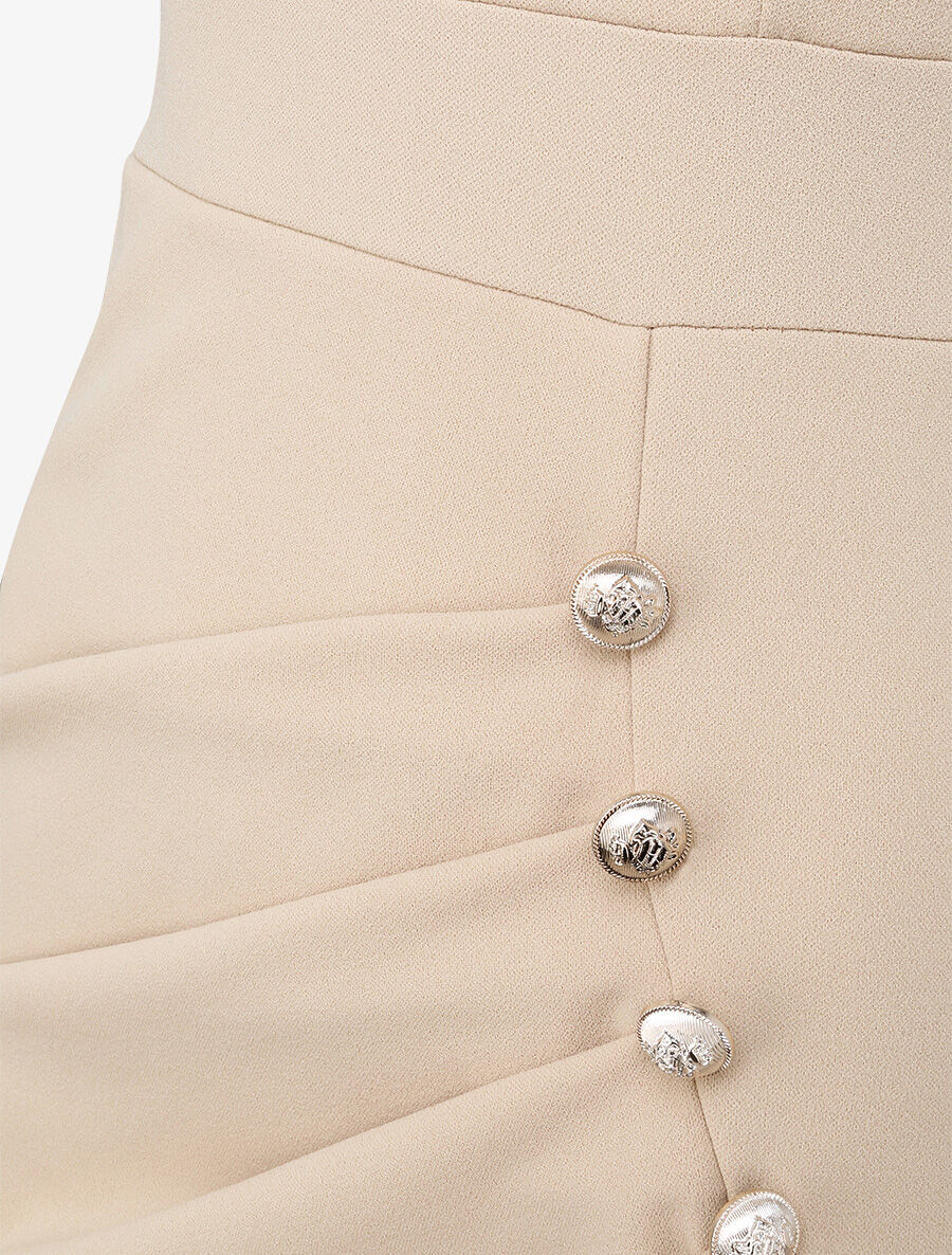 Robe portefeuille à boutons stylisés - Beige - Image 3