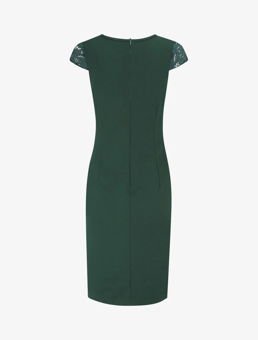 Robe portefeuille à buste dentelle - Vert - Image 2