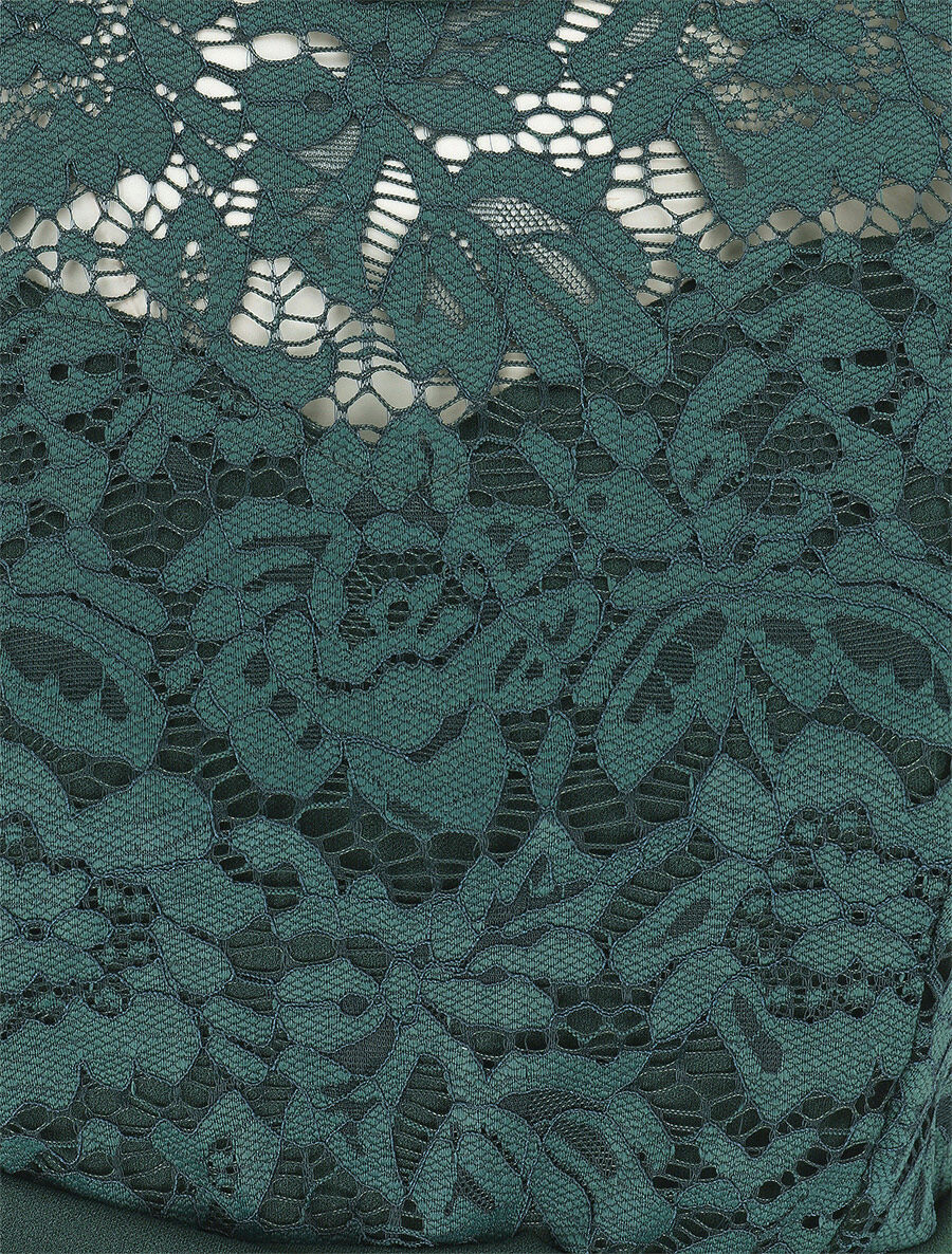 Robe portefeuille à buste dentelle - Vert - Image 3