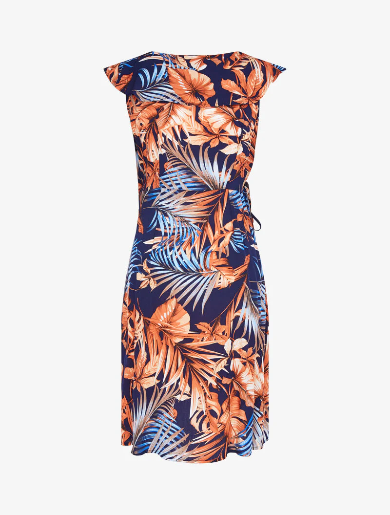 Robe portefeuille à buste volanté - marine - Image 2