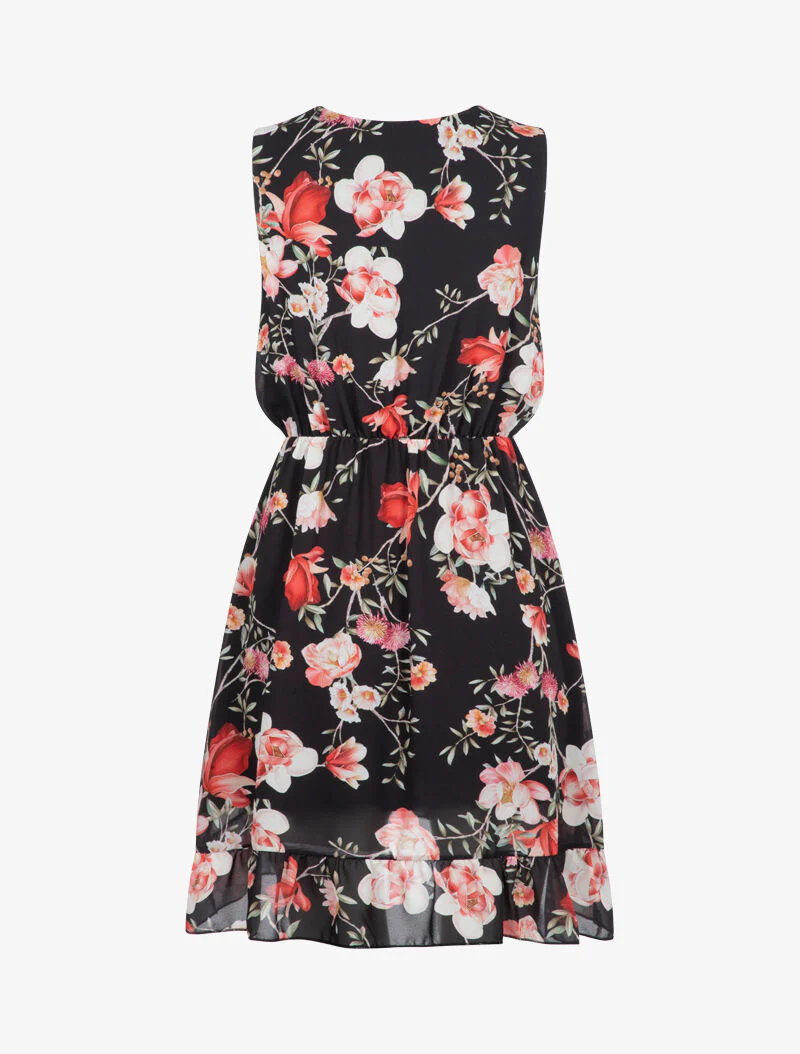 Robe portefeuille à imprimé floral - noir - Image 2