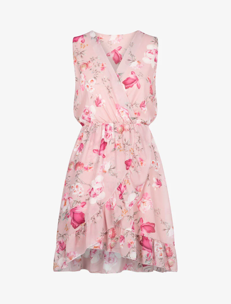 Robe portefeuille à imprimé floral - rose