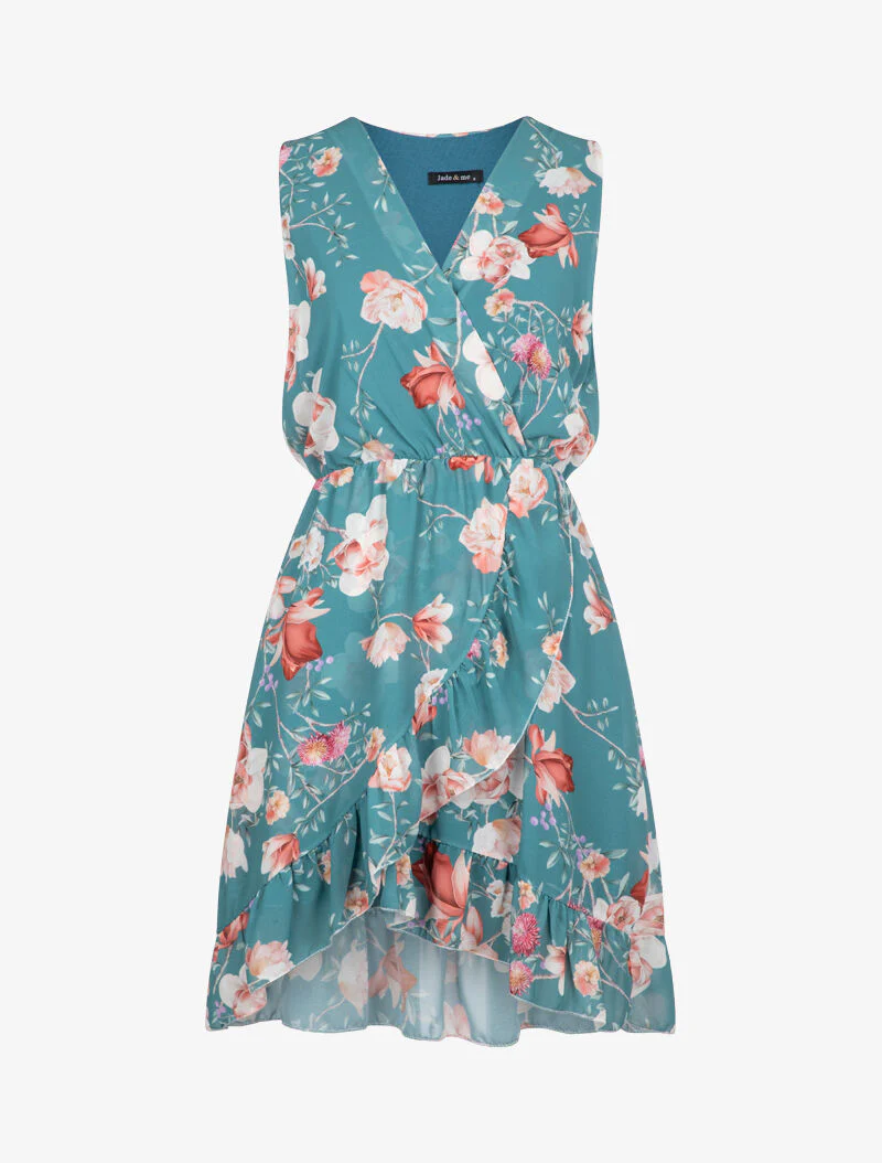 Robe portefeuille à imprimé floral - turquoise - Image 2