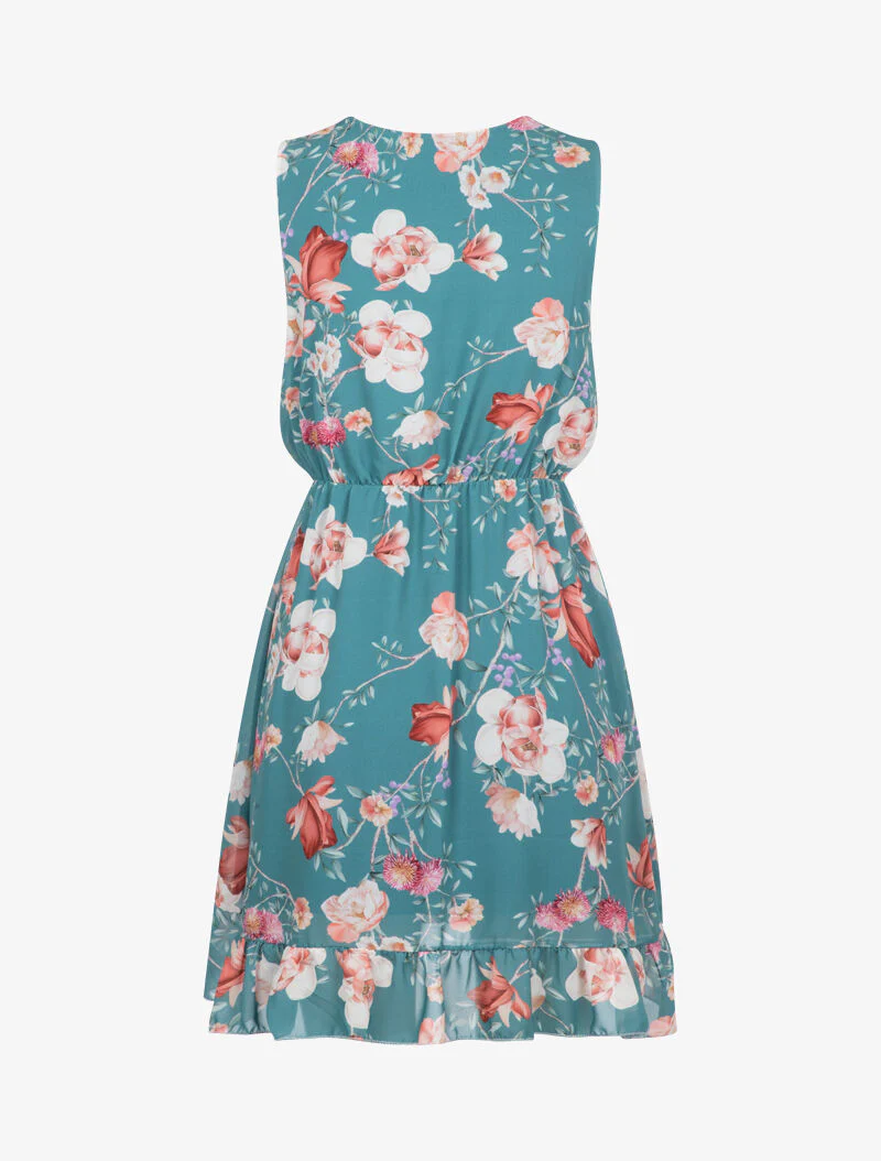 Robe portefeuille à imprimé floral - turquoise - Image 3