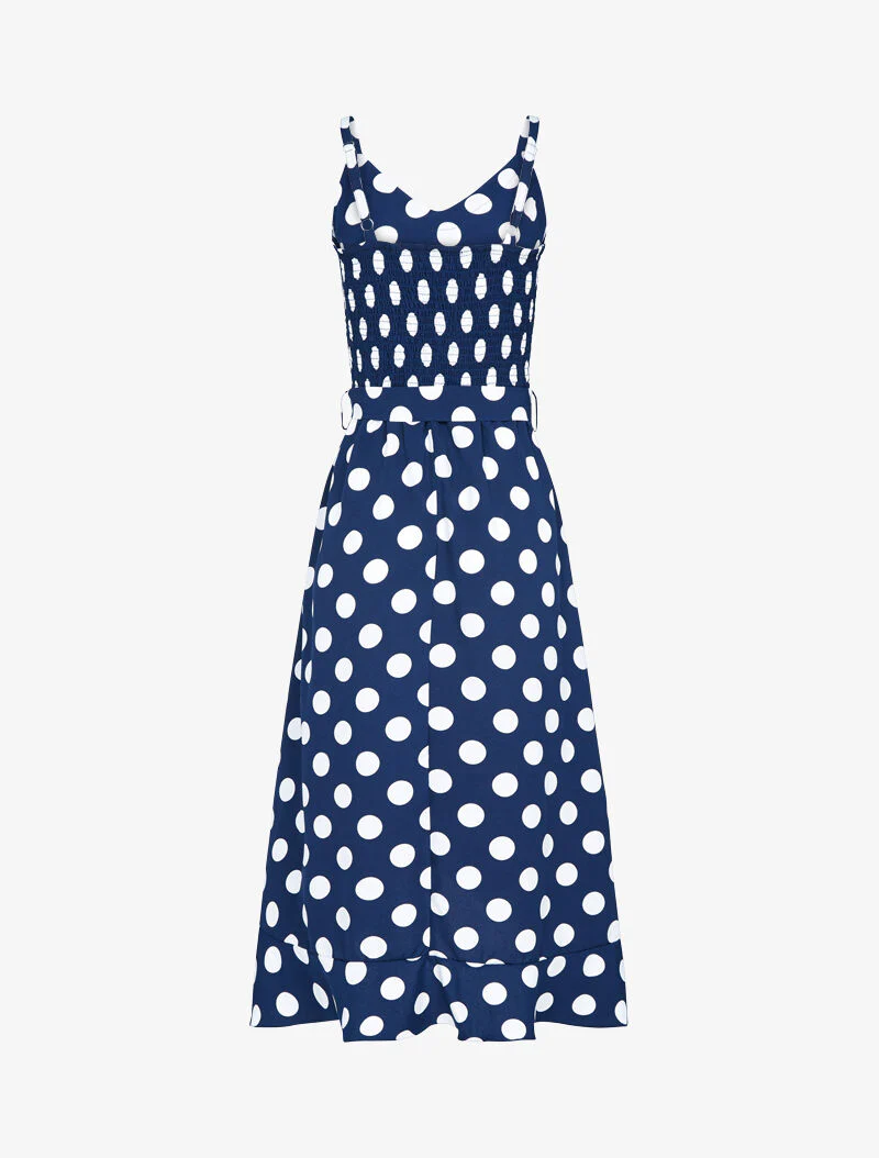 Robe portefeuille à pois - marine - Image 2