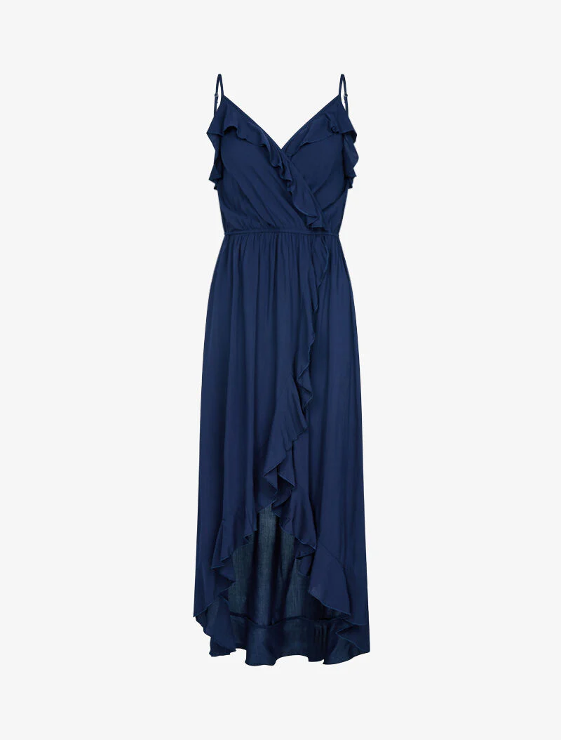 Robe portefeuille à volants - marine