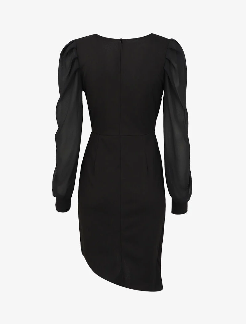 Robe portefeuille col cache-coeur - Noir - Image 2