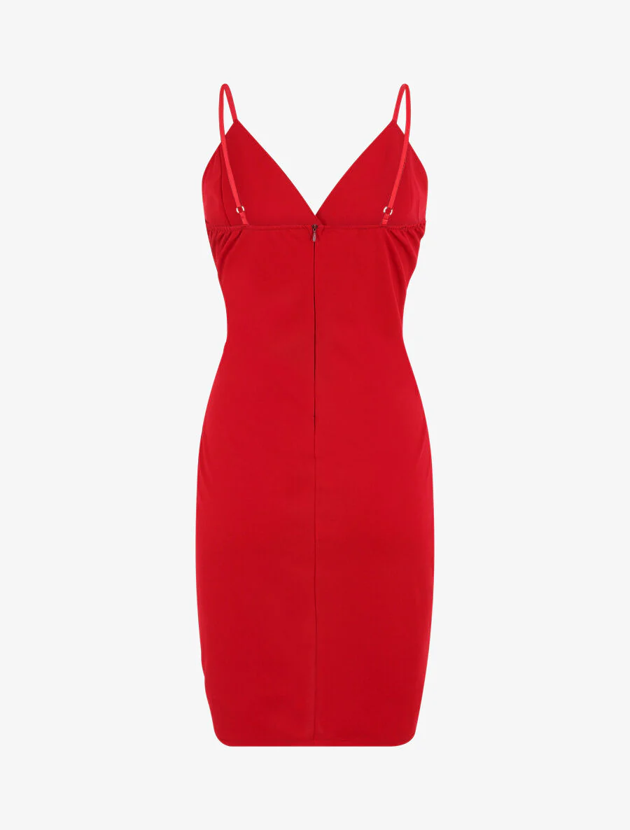 Robe portefeuille courte à bretelles - Framboise - Image 3